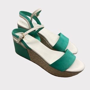 Cole Haan Arden Green/White Espadrille Wedge